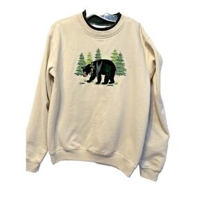 Vtg Sweatshirt Christmas Black Bear Collared Grandma Granny Small